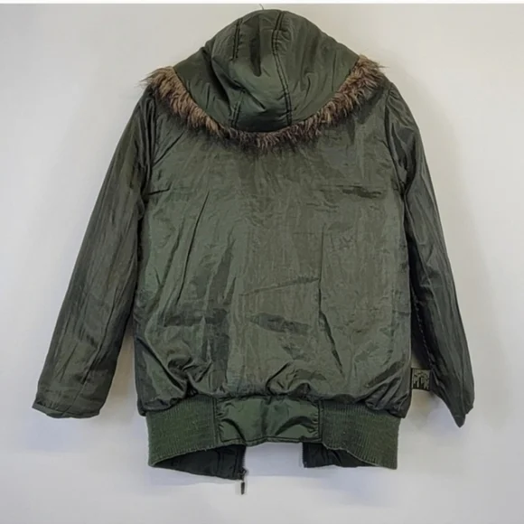 DOLLHOUSE Hooded Bomber Green Puffer Jacket Size Medium - Picture 6 of 7